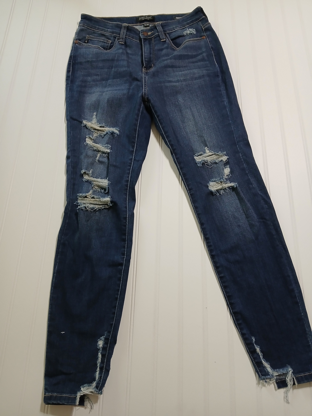 Judy Blue Distressed Dark Blue Skinny Jeans